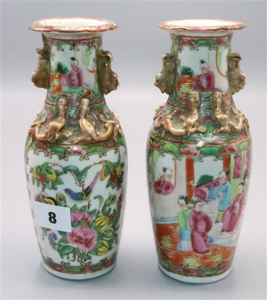 Pair Cantonese vases A/F(-)